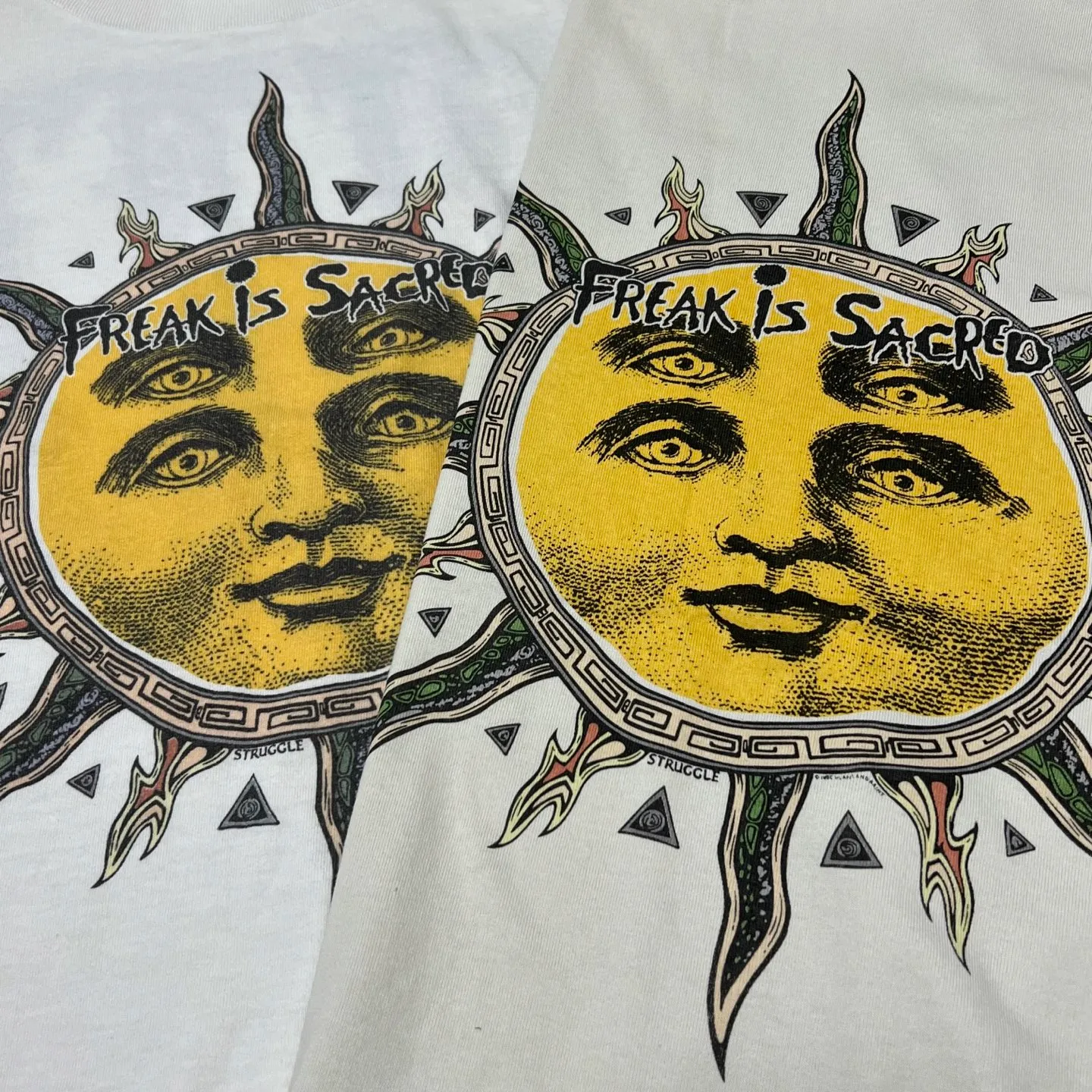 Printing sample comparison CACTUS PLANT FLEA MARKET x SAINT Mxxxxxx SUN SS TEE/WHT CPFM joint model Four-eye sun printed short sleeves off-white S-XL